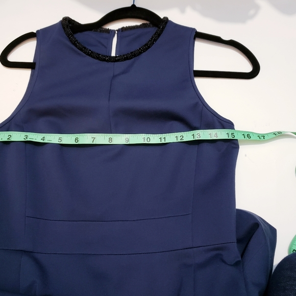 Anthropologie 4c Bead Detail Blue Sheath Dress 2 - Picture 5 of 8